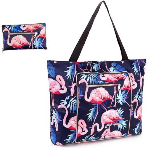 Rayson Bolsas de Compra Plegable 46x10x43 cm Impermeable Tote Bag de Playa con Cremallera de Mujer(Flamenco azul) Rayson Bolsas de Compra Plegable 46x10x43 cm Impermeable Tote Bag de Playa con Cremallera de Mujer(Flamenco azul)