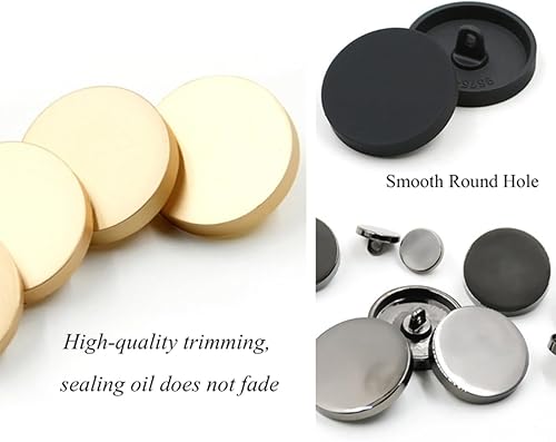 Miniatura 5 de ECYC Ltd 10 botones de metal, botones redondos planos, botón de vástago de aleación, botones de costura para coser ropa, trajes, abrigo deportivo,