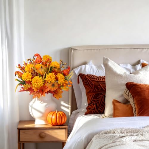 Image of 3Pcs Fall Flowers Artificial for Decoration Fall Cemetery Flowers for Grave