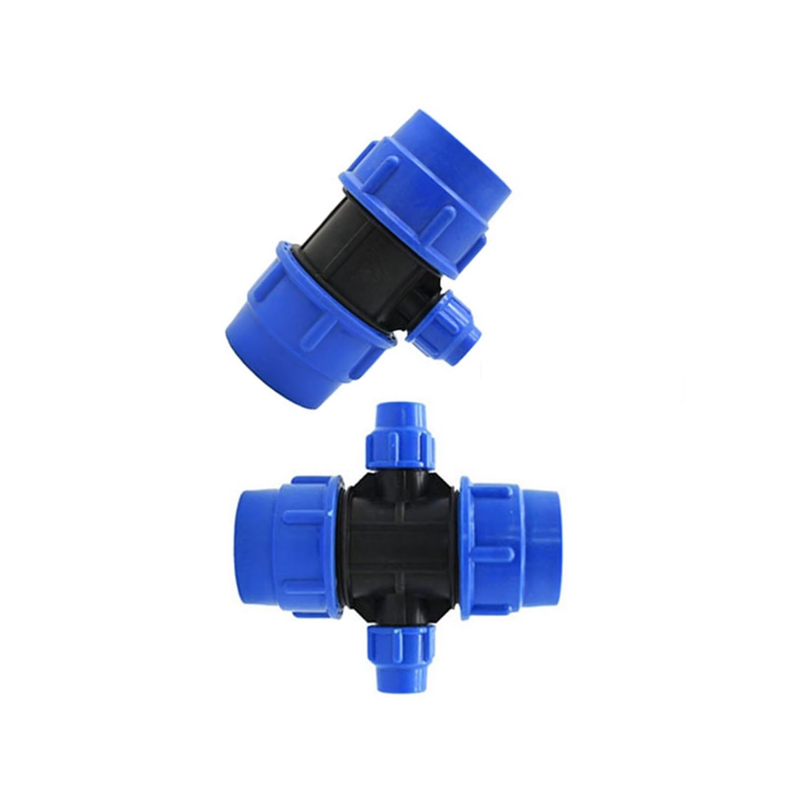 Connettore di riduzione del tubo in PE di plastica a 2/4 vie 63/50/40/32/25/20mm Tee Splitter acqua Accoppiatore rapido for valvola Raccordi for irrigazione(C)