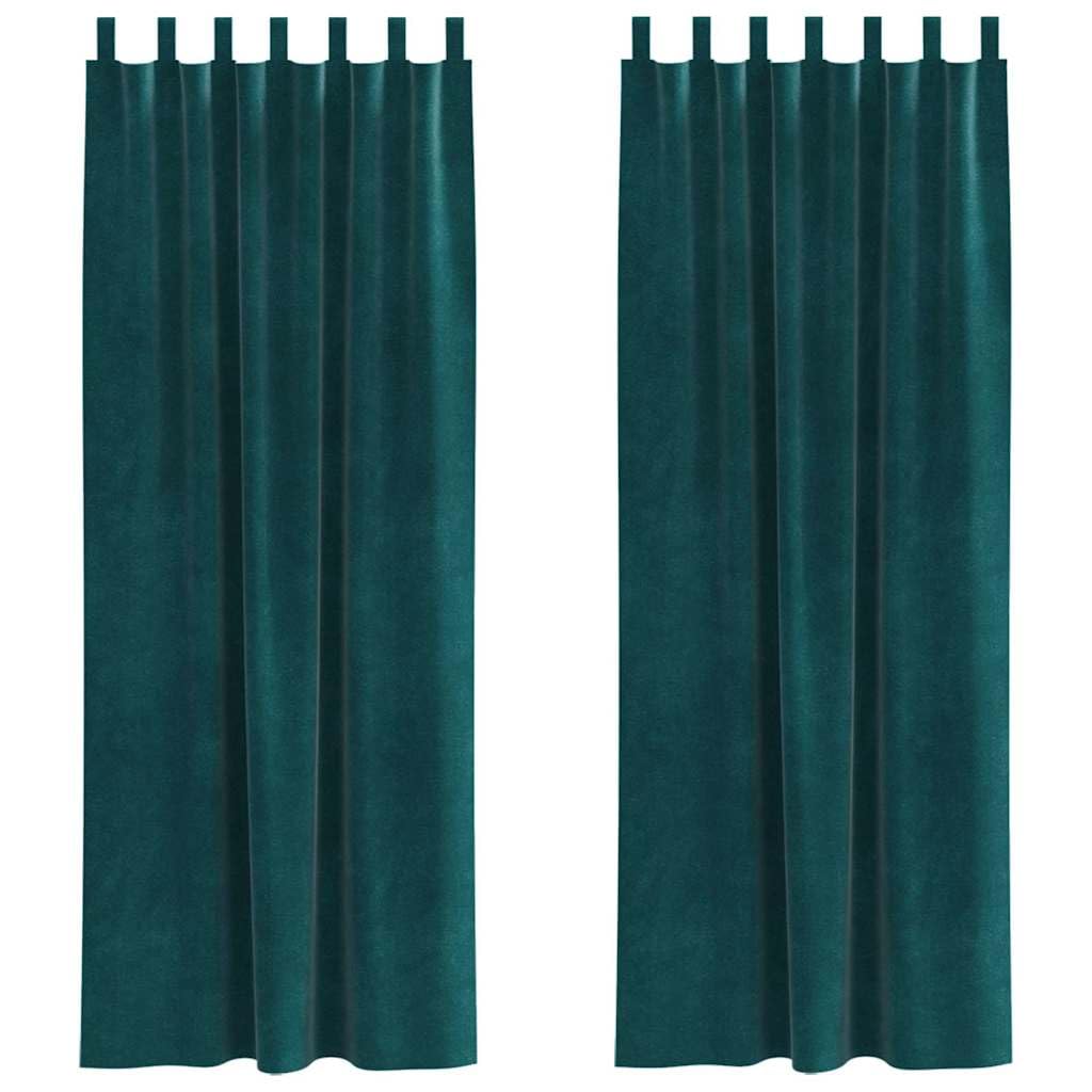 Zasłony zaciemniające, zestaw 2 sztuk, ciemnozielone, 140 x 225 cm, aksamitne, nieprzejrzyste, termoizolacyjne, do sypialni i salonu, z pętelkami z materiału, trwałe, eleganckie wzornictwo, prywatność