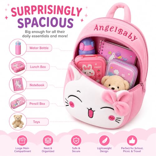 Image of MELVIS Cute Kids Backpack Toddler Bag | Plush Cartoon Mini Travel Bag for Baby Girl & Boy (1-5 Years) | Small Preschool Nursery Bag
