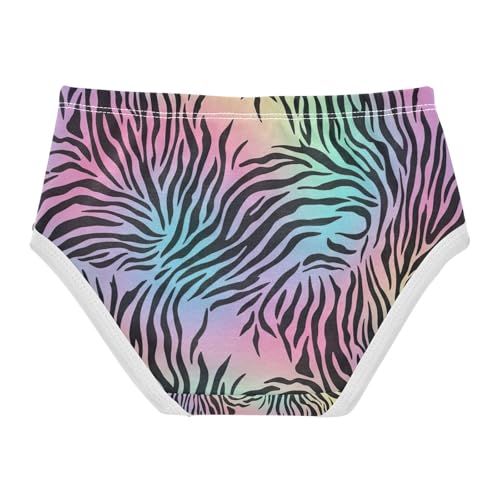 Black Zebra Pastel Gradient Toddler Cotton Underwear, Girls Briefs, 2T–8 Years2