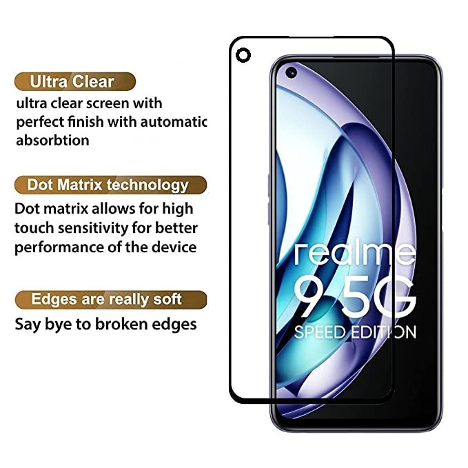 Image of Screen Protector for realme 9 5G Speed (Black) Tempered Glass Edge-to-Edge 6D Screen Guard With Installation Kit