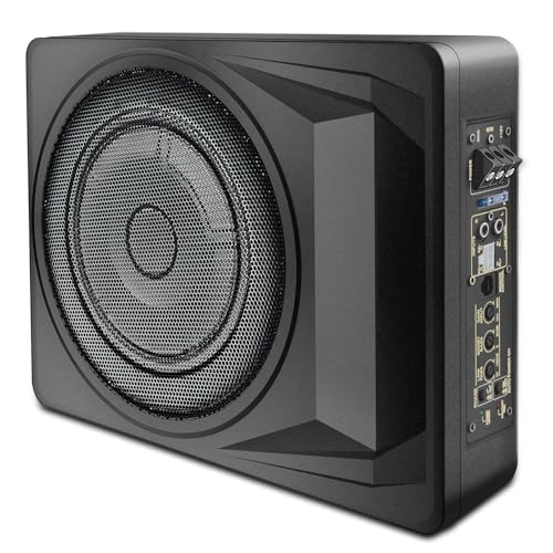 10 Inch 1200W Slim Under Seat Car Subwoofer with Built-in Amplifier - Powered...