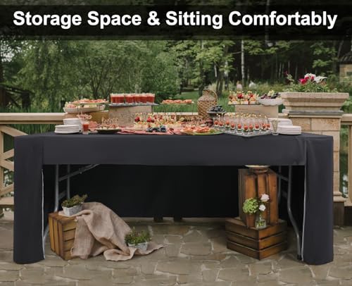 ABCCANOPY 6 FT Rectangle Tablecloth Table Cover for Rectangular Tables Washable Polyester Banquet Buffet Parties Holiday Dinner Wedding Meeting Black - Image 4