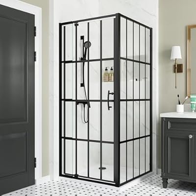 Comfystyle Corner Shower Enclosure 36 in.D x 36 in. W x 72 in. H, Single Pivot Shower Door with 1/4 in. Clear Tempered Glass, Black Framed Sliding Shower Enclosure (Shower Base Not Included)