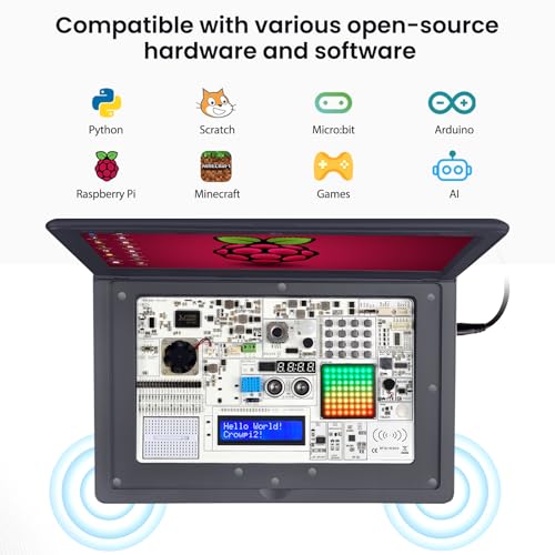 Image of ELECROW CrowPi 2 All-in-one Kit Compatible for Raspberry Pi 4 /5 Laptop, Without RPi 5 Board, Learning Programming Sensor Kit with 11.6 Inch IPS Screen for Professional Adult (Basic Kit)