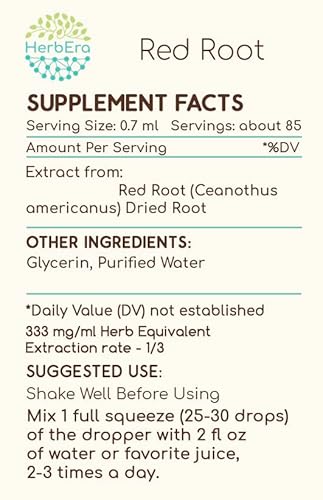 Red Root B60 Alcohol-Free Herbal Extract Tincture, Super-Concentrated (New Jersey Tea, Ceanothus Americanus) 2 Fl Oz #TOP1