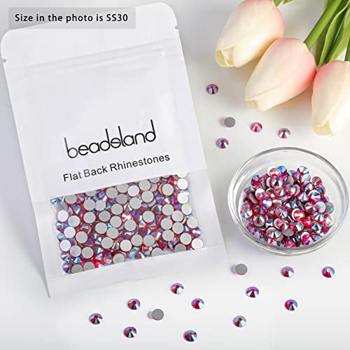 Image of Beadsland 288 Pieces Flat Back Crystal Rhinestones Round Gems,Light Siam AB,SS30,6.3-6.5mm