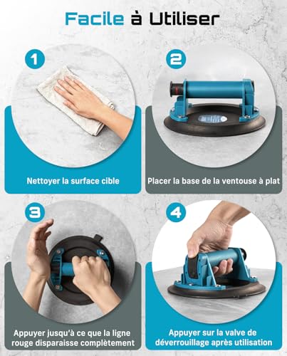Ventouse vitre anti chute pour manipuler le verre lourd