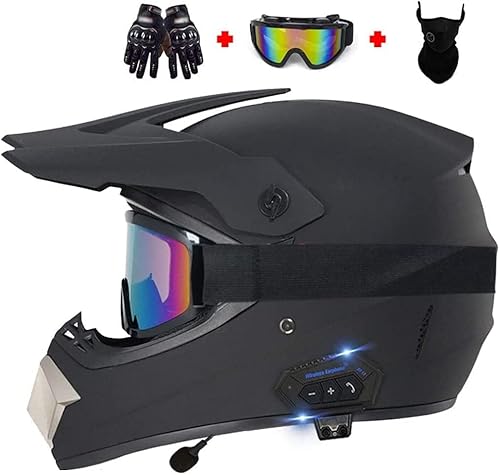 Casco de motocross Bluetooth casco de motocicleta todoterreno para adultos certificado DOT ligero transpirable cuatrimoto cuatrimoto de cara