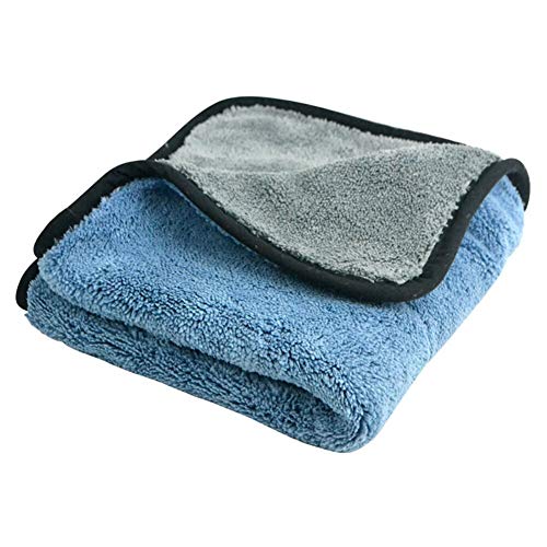 Image of Auto Hub Heavy Microfiber Cloth for Car Cleaning and Detailing, Double Sided, Extra Thick Plush Microfiber Towel Lint-Free, 800 GSM (Size 40cm x 40cm) /Pack of 1, Color: Blue