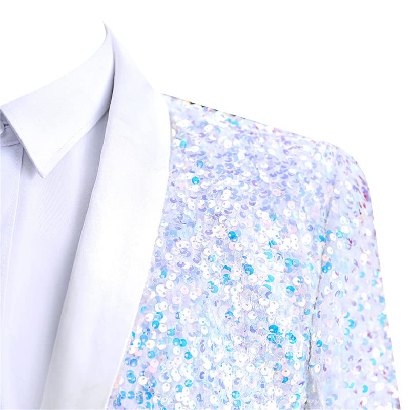 Men's Sequin Suit Jacket 1 Button Shiny Slim Fit Blazer Sport Coats Stylish Dinner Tux Dress Discoloration4