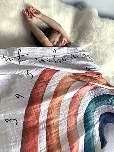 Organic Rainbow Baby Monthly Milestone Blanket Newborn Boy Girl Unisex Neutral| Boho Vintage Rainbow Baby Monthly Picture Blanket| Baby Growth Photography Background Prop 8 Organic Rainbow Baby Monthly Milestone Blanket Newborn Boy Girl Unisex Neutral| Boho Vintage Rainbow Baby Monthly Picture Blanket| Baby Growth Photography Background Prop