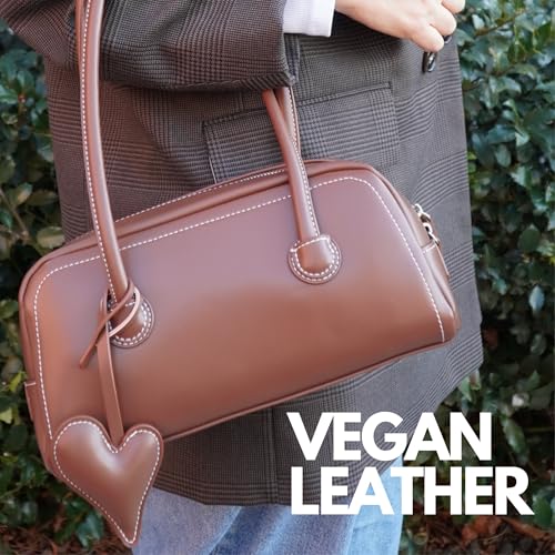 Image of Hobo bag with heart charm (Brown Vegan Leather)
