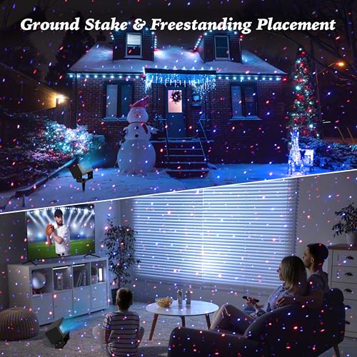 Image of AIRIVO Outdoor Laser Lights Projector, RGB Color Firefly Lights Projection Light, Christmas Star Projector with Remote Control, Holiday Halloween Decor for Home, Garden, Trees, RGB 3 Color Motion