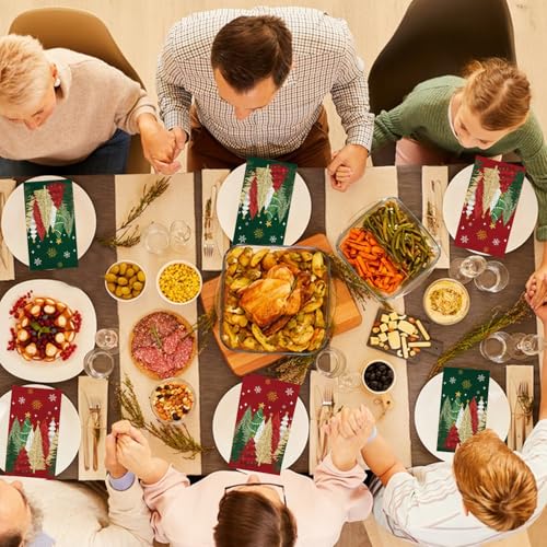 100 Christmas Guest Napkins Snowflake & Tree Disposable Paper Christmas Cocktail Guest Hand Towel for Xmas Party Table Dinner Kitchen Bathroom – Image 8