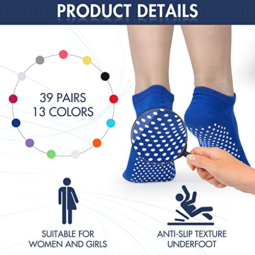 Hercicy 39 Pairs Non Slip Skid Socks with Colorful Non Slip Ankle Socks for Men Women's Sports Yogapilates2