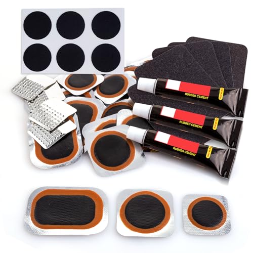 Kit de RéParation Pneus de véLo - Kits de réparation, 24 de Vulcanisation Rustine, pour rustine véLo chambre a air, vtt, pneu moto, Les vélos de Route et...