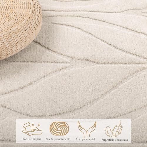 Tapete Largo para Pasillo SHACOS de Pelo Corto Suave Alfombra Elegante Beige 6