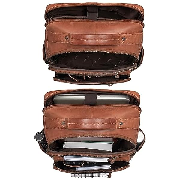STILORD 'Eike' Modieuze Laptop Rugzak 15,6 inch Leren Business Rugzak Dames Vintage Daypack Heren Leren Rugzak met Veel Compartimenten Echt Leer, Kleur:andorra - bruin