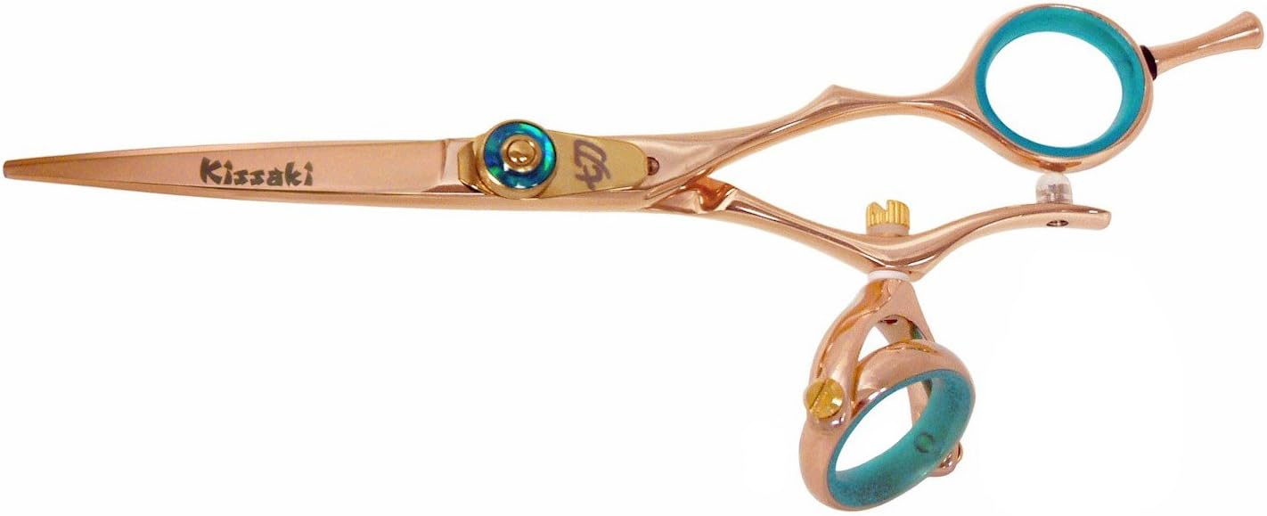 Kissaki Hair Scissors Gokatana 5.5 inches Double Swivel Rose Gold B Titanium Hair Cutting Shears