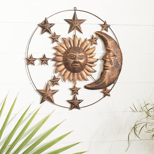 Deco 79 26566 Metal Sun And Moon Home Wall Decor Indoor Outdoor Wall Sculpture With Stars thumb #4