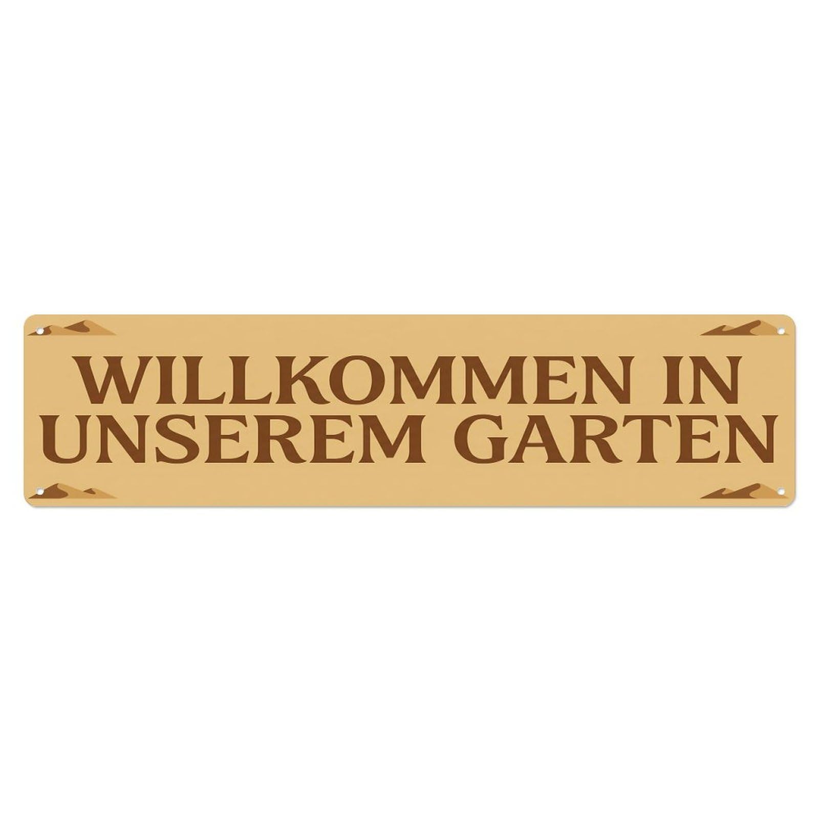 Odgynaw 4X16inch(10X40cm) Vintage Welcome To Our Garden Sand Beige Metal Tin Sign
