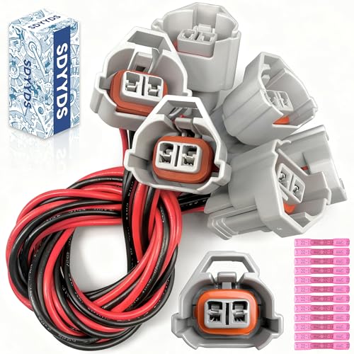 SDYYDS 6PCS CU2Z14S411XA Fuel Injector Connector Wiring Harness Compatible with Acura ILX MDX,Ford Edge F-150Transit-150,Lexus ES300 350,Mazda 3 6 (2006-2021),Subaru Forester&Toyota 86 Replaces S2544