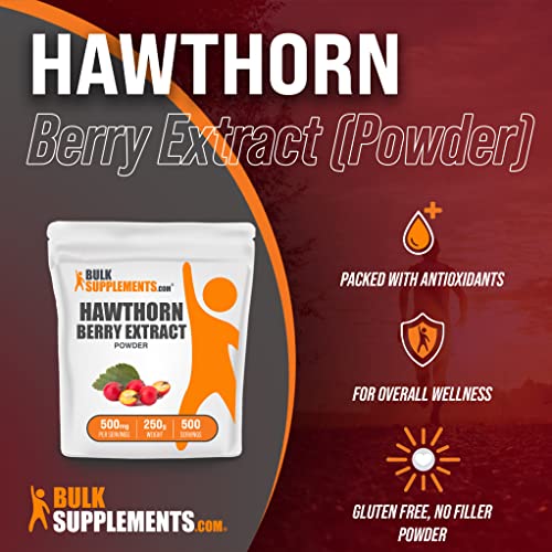 Bulksupplements.com Hawthorn Berry Extract Powder - Hawthorn Berry Supplement, Sourced From Hawthorn Berries - 500Mg Of Hawthorn Extract Per Serving, Gluten Free (250 Grams - 8.8 Oz) #TOP2