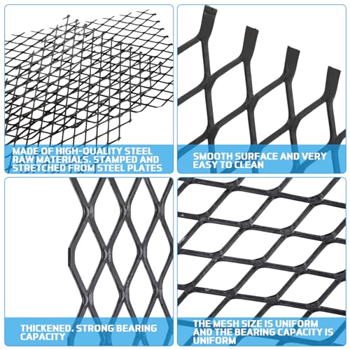 Gisafai MUL-GISAFAI-0656 4 Pieces Expanded Metal Steel Expanded Metal Sheet Flattened Metal Mesh 24 X 12 Inches Expanded And Perforated Sheets thumb #2