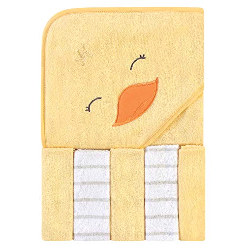 Image of Hudson Baby Unisex Baby Hooded Towel and Five Washcloths, Yellow Duck, One Size