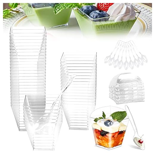 DURANTEY 30 PCS Mini Tazas de Postre 4 oz/115 ml Tazas de Postre Plastico con Cucharas y Tapas transparentes Vasos de Postre con Tapa Copas de Plástico para Postres Fruta Jalea Caramelo Pudín Mousse