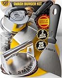 SMASHI® Smash Burger Kit Piezas Profesional Acero Inoxidable 304 Certificado EU Contacto Alimentos | Prensa Hamburguesas Smasher Tratamiento Antiadherente | El Auténtico Kit Smash Burger (6 Piezas)