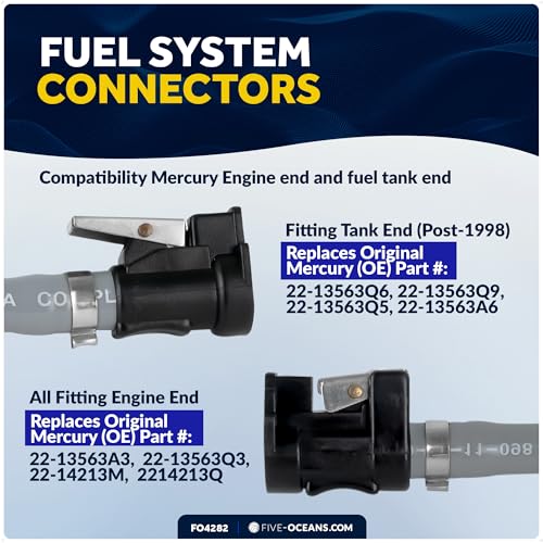 Image of Five Oceans Marine Boat Fuel Line Kit Compatible with Mercury 3 /8-Inch x 6-Foot, EPA /CARB Approved, Leakproof Outboard Fuel Line for All Mercury Engine End & Tank End Male Fitting (Post-1998) - FO4282