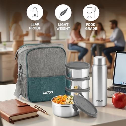 MILTON Glossin Stainless Steel Lunch Box, Teal Green Teal Blue - Image 3