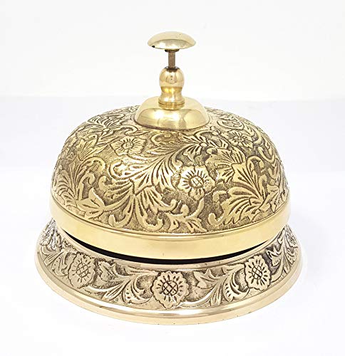 Brass Nautical - Ornate Desk Bell Table Bells Call Bell Reception Bell (5.5 inches, Brass Antique)