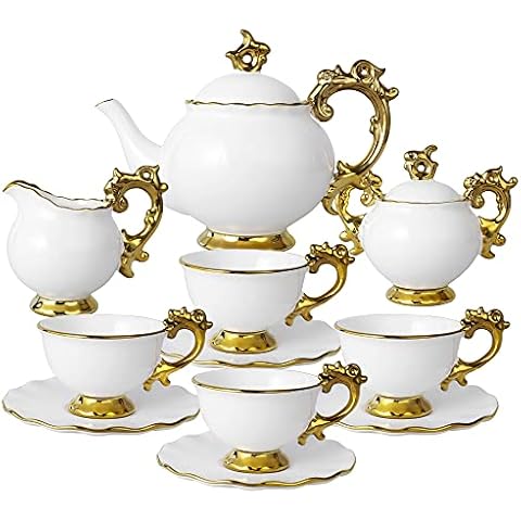 fanquare 15-Teilig Britisches Porzellan Teeservice Cover