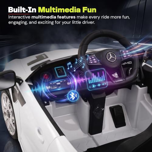 Image of Baybee Spyder Battery Operated Car for Kids | Electric Ride On with Parental Control, LED Lights & Music | Rechargeable Kids Car with Bluetooth & USB | RideOn for Kid 1-5 Years (White)