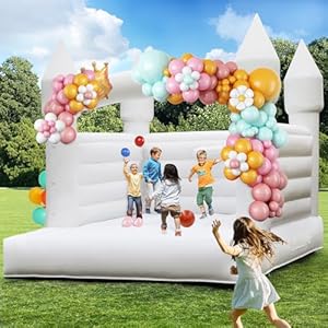 14FT PVC White Bounce House, Inflat...