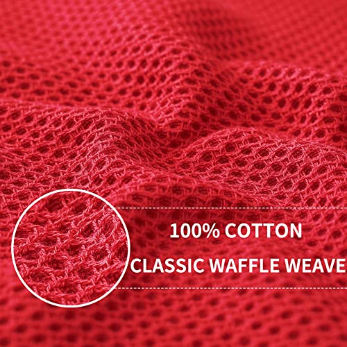 Image of Homaxy 100% Cotton Waffle Weave Kitchen Dish Cloths, Ultra Soft Absorbent Quick Drying Dish Towels, 12 x 12 Inches, 12-Pack, Red