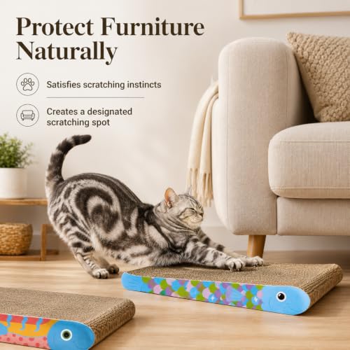 Rascador para gato de cartón forma pez 3 unidades miniatura 3