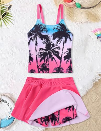 Image of ALISISTER Girls Tankini Swimsuit Two Piece Bathing Suits Summer Beach Swimwear with Shorts for 7-12 Years