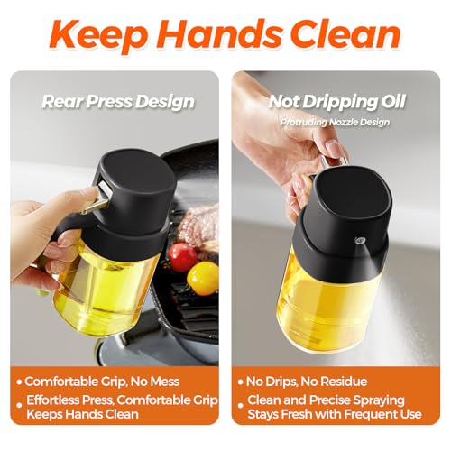 YARRAMATE Oil Sprayer for Cooking, 6.8oz/200ml Premium Bottle, Food-Grade Olive Mister, Portable Dispenser for Air Fryer, BBQ, Kitchen, Outdoor BBQ and Camping (Grey & Green) - Image 4