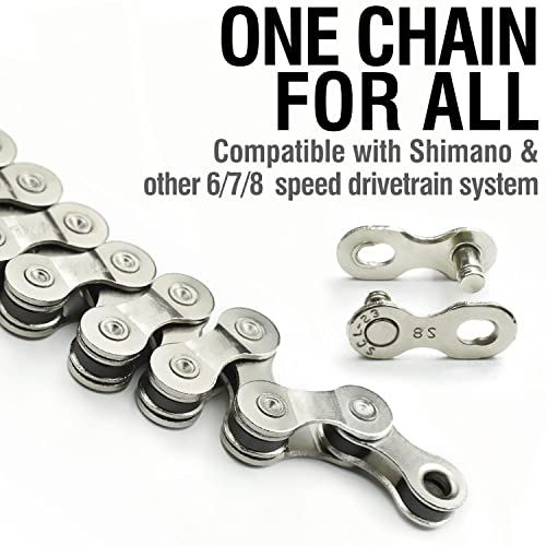 Marque 6/7/8 Speed Bike Chain - Bicycle Chain For Road & Mountain Bike, Quick Link Included For Easy Installation, 1/2 X 3/32 Inch, 116 Links - Mtb Chains Replacement (6/7/8 Speed Chain, 1 Set) #TOP4