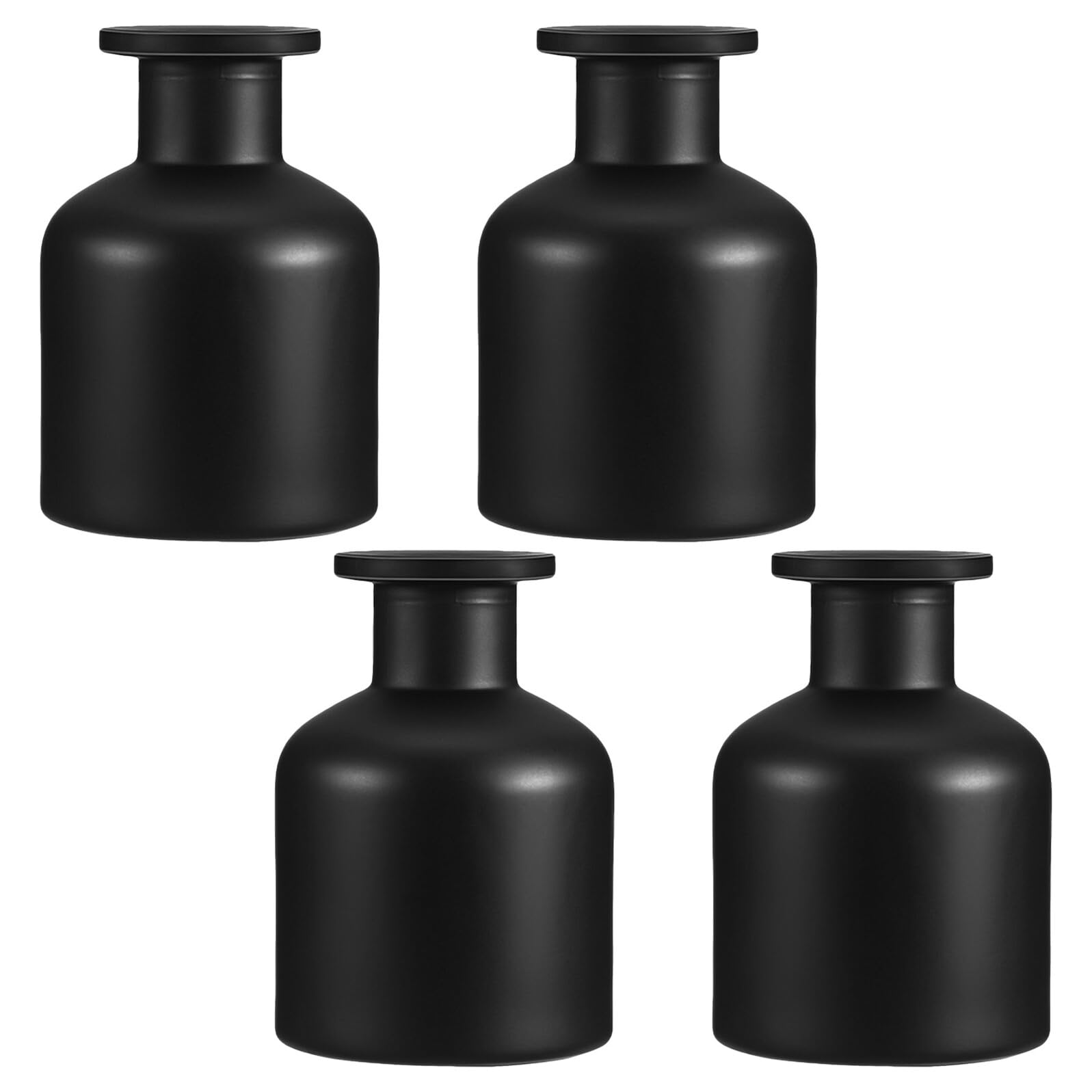 ULTECHNOVO Lot de 4 Flacons Diffuseurs en Verre Noir Mat 150 ML Réservoirs Vides Rechargeables pour Bâtonnets de Parfum Diffuseurs sans Flamme Adaptés à la Maison Bureau et Aromathérapie