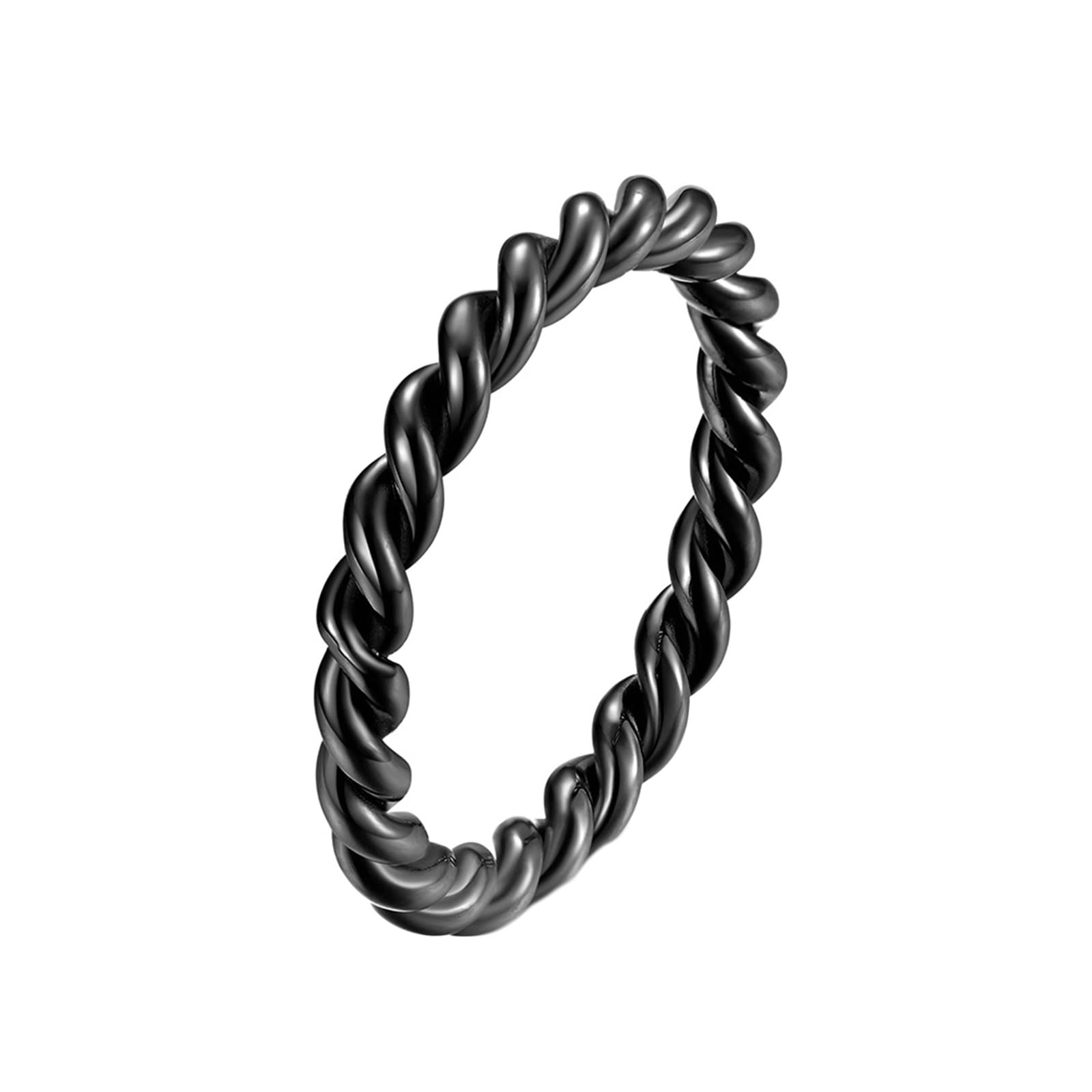 Epinki 3MM Anillo de Pareja, Anillo Torcido en Espiral Plata Anillo de Matrimonio de Acero Inoxidable