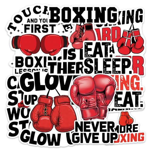 Image of Boxing Sticker 8 Pcs (Large Size) Vinyl Stickers Laptop Waterproof Decal for Car Bumper Water Bottle Notebook Luggage Window Birthday Decorations - Size 4 Inches