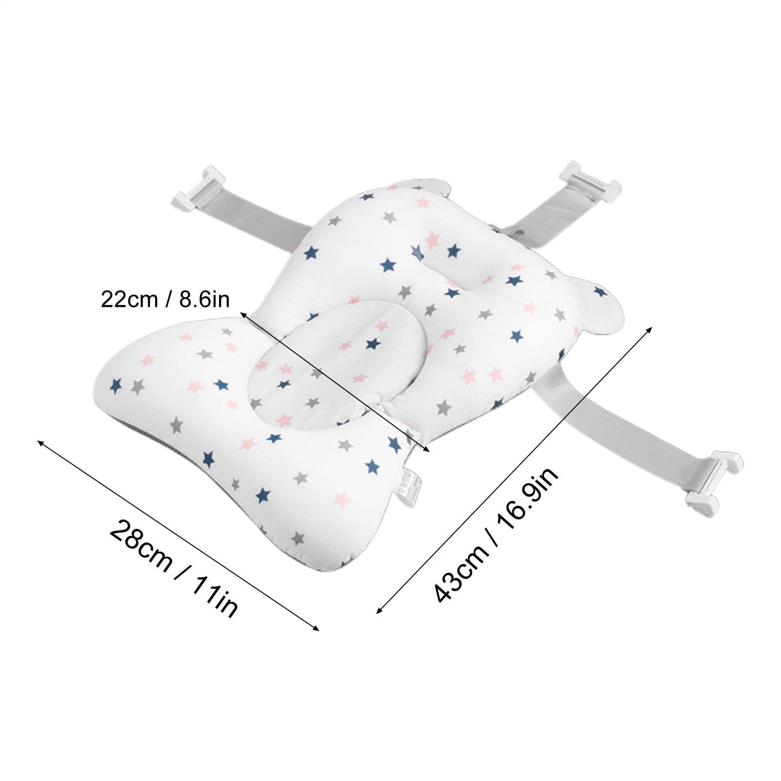 Coussin de Bain Bébé Matelas Oreiller Chaise 0-12 Mois avec Boucles et 3 Courroies de Sécurité